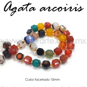 Agata Arcoíris, cubo facetado 10mm