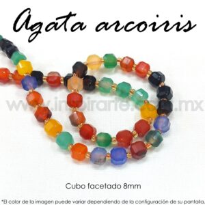 Agata Arcoíris, Cubo facetado 8mm