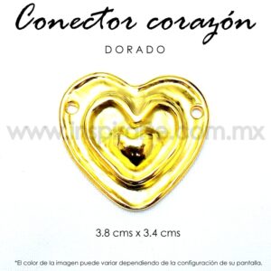 Dije Conector Corazón dorado, 3.8 cm x 3.4 cm