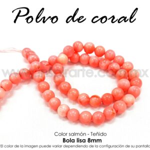 Polvo de Coral Salmon, bola lisa 8mm