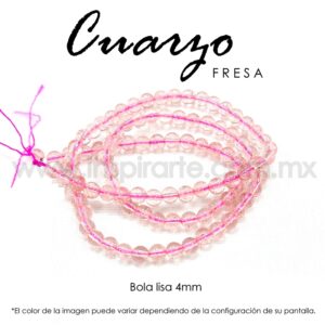 Cuarzo Fresa, bola lisa 4mm
