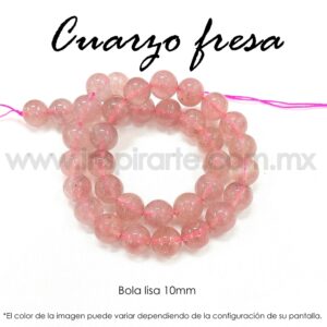 Cuarzo Fresa, bola lisa 10mm