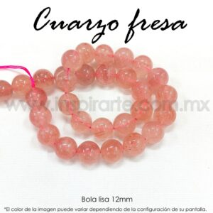 Cuarzo Fresa, bola lisa 12mm
