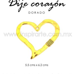 Dije corazón dorado rayitas